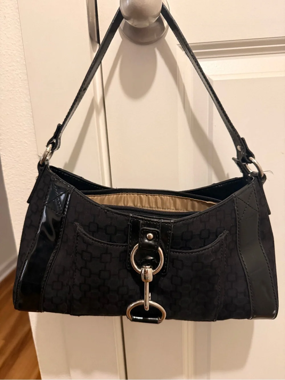 Nine West Black Shoulder Bag with Gloss Accents